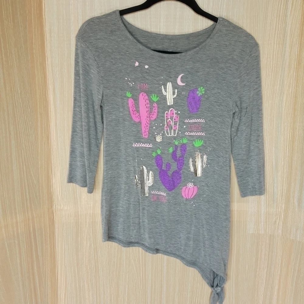Justice Asymmetrical southwest ¾ sleeve tee shirt.